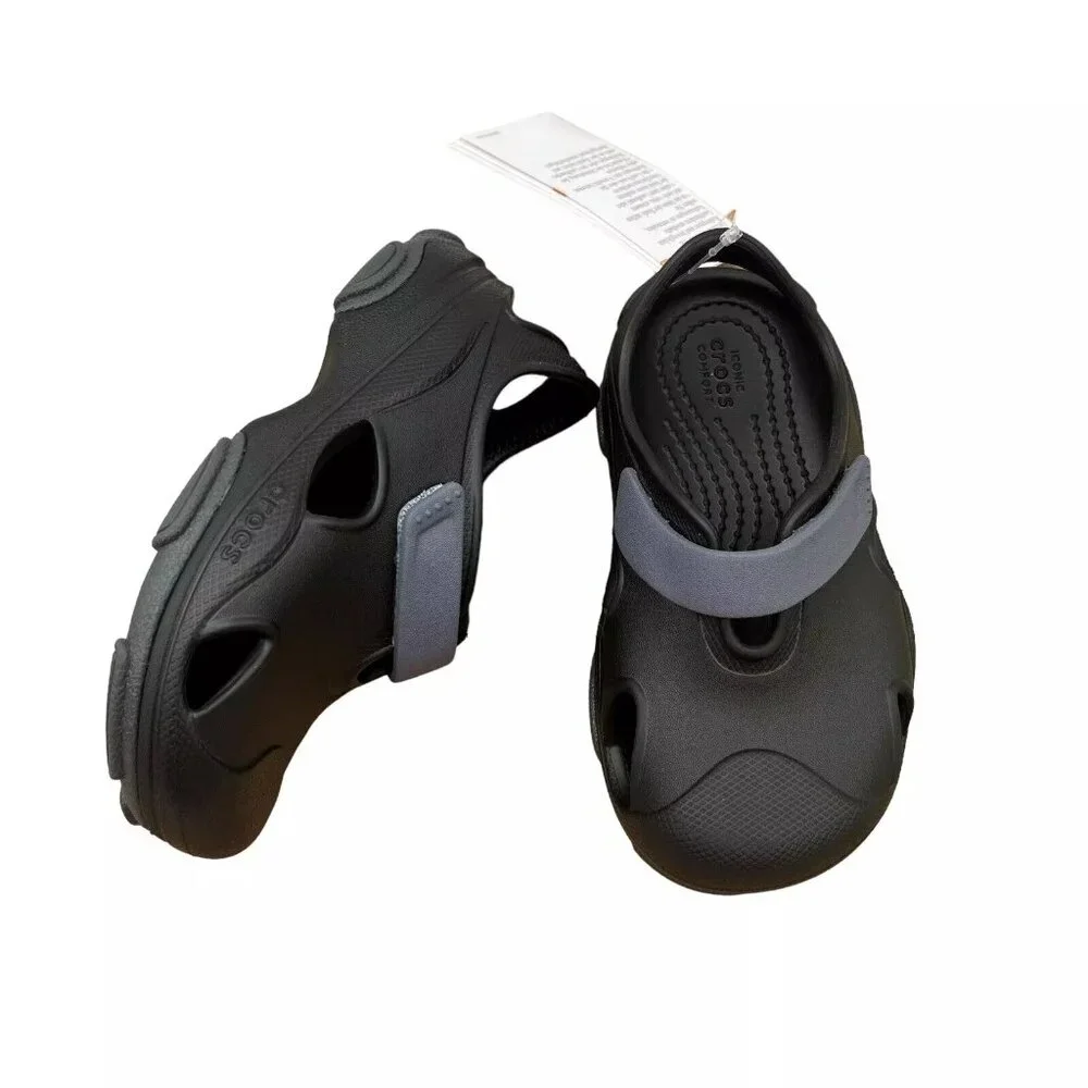 Crocs Baby/Toddler‎ Boys Fisherman Sandals Size 6 Black Closed Toe Slip-on